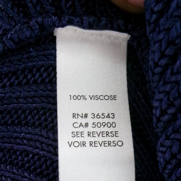 New Calvin Klein Navy Blue Open Front Cardigan Sweater L / M  3/4 Sleeves NWT - Picture 10 of 11